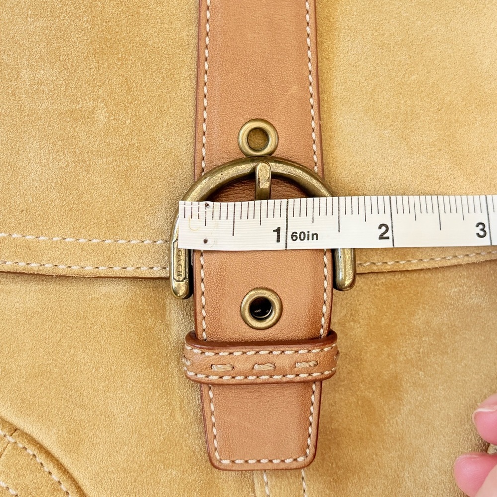 Coach mini Suede Saddle Bag 4743 Tan Mini Crossbody Equestrian Vintage - Picture 6 of 15